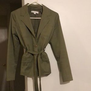 Med. olive green denim jacket w/ belt